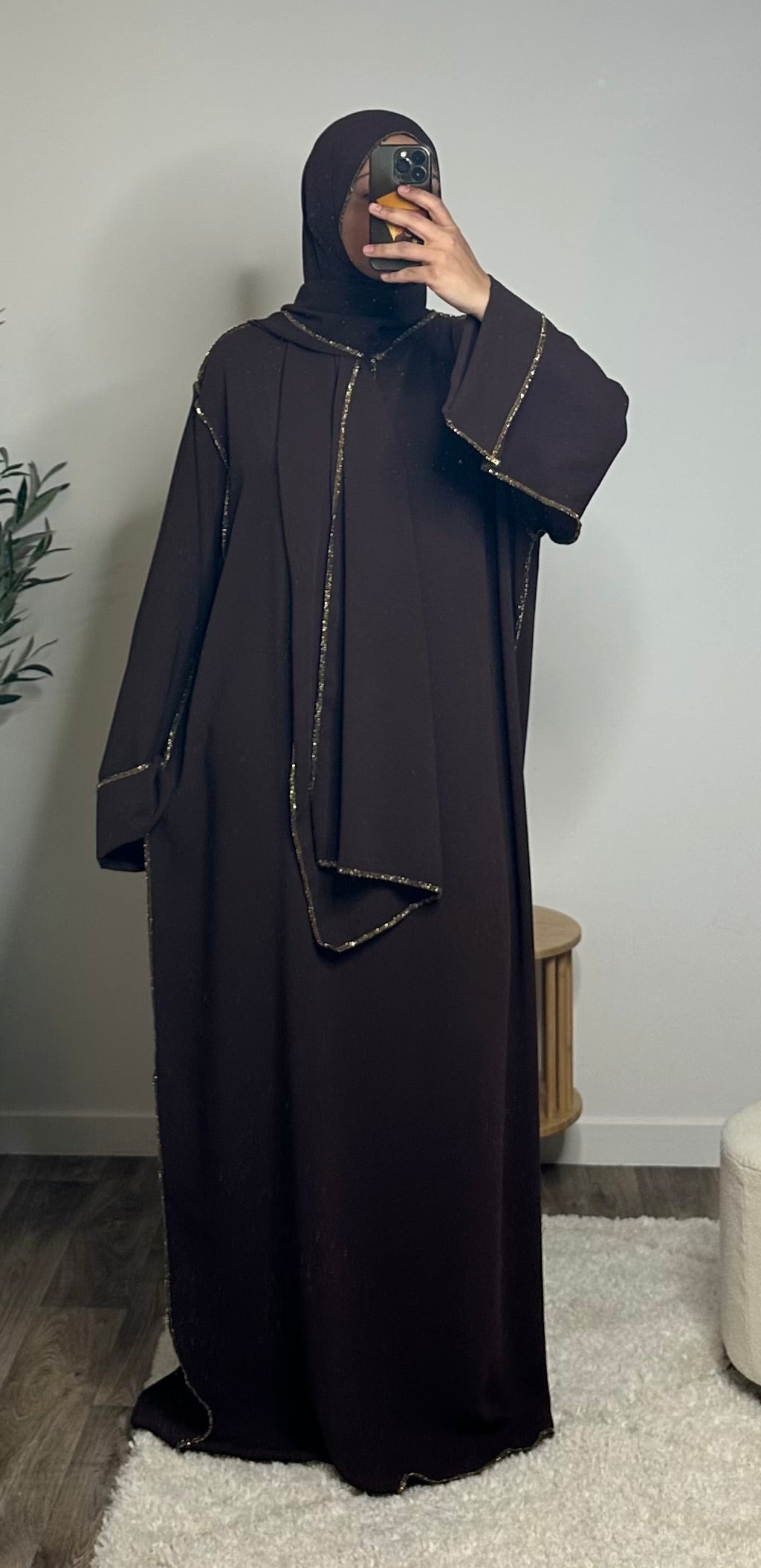 Abaya with integrated veil